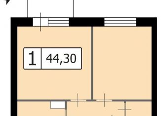 Однокомнатная квартира на продажу, 44.3 м2, Ленинградская область, Вересковая улица, 4к1