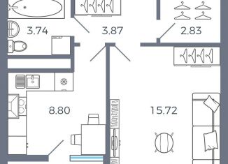 1-ком. квартира на продажу, 37.9 м2, Самарская область