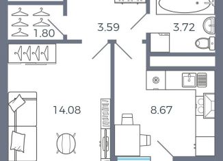 Продам однокомнатную квартиру, 34.7 м2, Самарская область