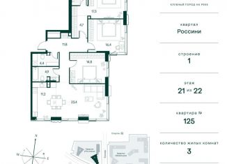 Продажа 3-комнатной квартиры, 112.6 м2, Москва, район Покровское-Стрешнево