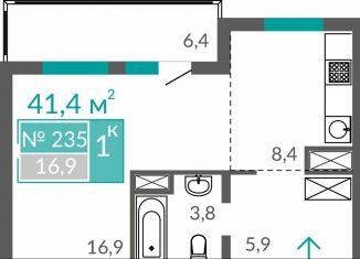 Продаю 1-комнатную квартиру, 41.4 м2, Евпатория, Симферопольская улица, 2Х, ЖК Золотые Пески