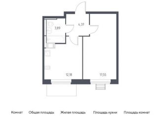 1-ком. квартира на продажу, 38 м2, село Ям, жилой комплекс Прибрежный Парк, 9.1