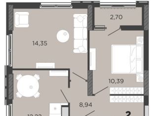 Продам 2-комнатную квартиру, 52.6 м2, Рязань, улица Островского, 122к1