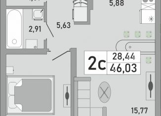 Продаю двухкомнатную квартиру, 46 м2, Республика Башкортостан, жилой комплекс Платинум, скА