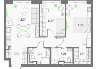 Продам 2-ком. квартиру, 64.3 м2, Москва, Бутырский район