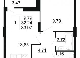 Продажа 1-ком. квартиры, 34 м2, Ленинградская область