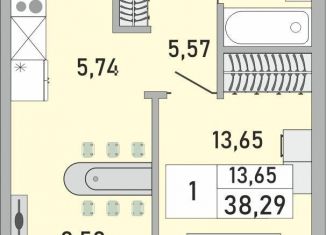 Продам 1-ком. квартиру, 38.3 м2, Уфа, Кировский район, жилой комплекс Платинум, скА