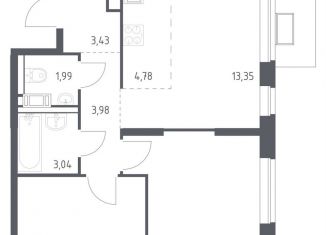 Продается 2-ком. квартира, 54.9 м2, село Ям, жилой комплекс Прибрежный Парк, 9.2