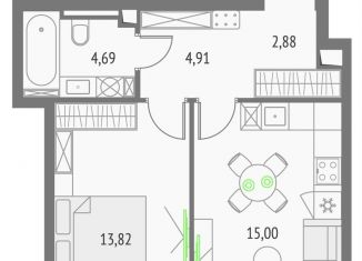 Продаю 1-комнатную квартиру, 41.3 м2, Москва, метро Бутырская