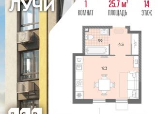 Продам квартиру студию, 25.7 м2, Москва, ЗАО