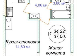 1-комнатная квартира на продажу, 37 м2, Минеральные Воды