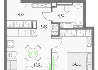 Продажа однокомнатной квартиры, 42.9 м2, Москва, метро Бутырская