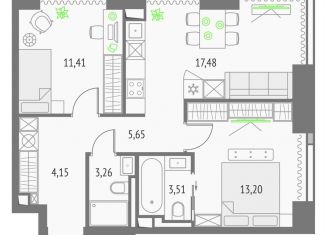 Продажа 2-ком. квартиры, 58.7 м2, Москва, метро Фонвизинская