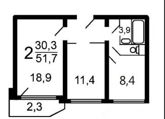 2-комнатная квартира на продажу, 51 м2, Москва, улица Берзарина, 7к2