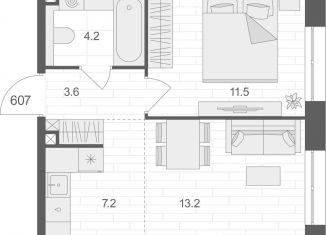 1-ком. квартира на продажу, 39.7 м2, Москва, метро Электрозаводская, Электрозаводская улица, 60