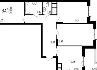 Продам трехкомнатную квартиру, 77.8 м2, Казань, жилой комплекс Притяжение, 2