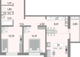 Продам 3-ком. квартиру, 72.1 м2, Оренбург, жилой комплекс Осенний Лист, 2