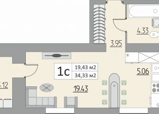 Продажа 1-комнатной квартиры, 34.3 м2, Оренбург