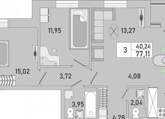 Продается трехкомнатная квартира, 77.1 м2, Республика Башкортостан, жилой комплекс Платинум, скА