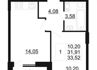 Продам однокомнатную квартиру, 33.5 м2, Ленинградская область