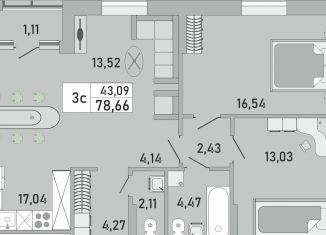 Продается 3-комнатная квартира, 78.7 м2, Республика Башкортостан, жилой комплекс Платинум, скА