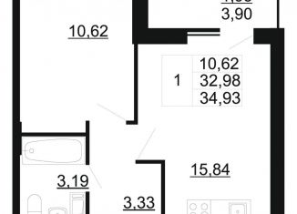 Продажа 1-комнатной квартиры, 34.9 м2, Ленинградская область