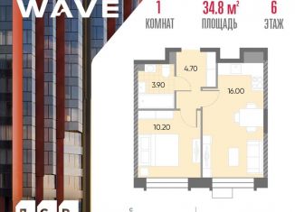 Продаю однокомнатную квартиру, 34.8 м2, Москва, станция Москворечье