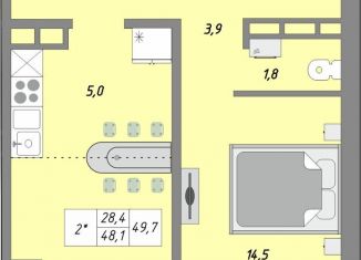 Продается двухкомнатная квартира, 49.7 м2, Оренбургская область, улица Юркина, 2