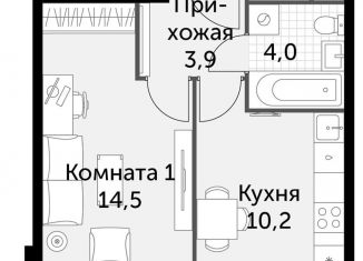 Продам 1-комнатную квартиру, 32.6 м2, посёлок Развилка, Римский проезд, 13