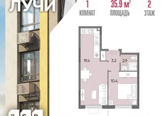 Однокомнатная квартира на продажу, 35.9 м2, Москва, ЗАО