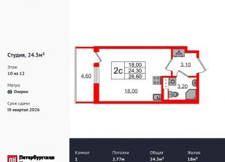 Продается квартира студия, 24.3 м2, Санкт-Петербург, Приморский район