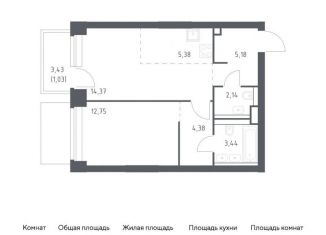 Продам 1-комнатную квартиру, 48.7 м2, Москва, жилой комплекс Нова, к3