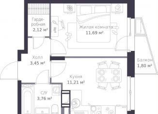 Продам 1-комнатную квартиру, 32.8 м2, Ленинградская область