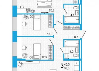 Продается 3-комнатная квартира, 86.3 м2, Уфа, улица Аксакова, 14