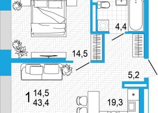 Продаю 1-ком. квартиру, 43.4 м2, Республика Башкортостан, улица Аксакова, 14