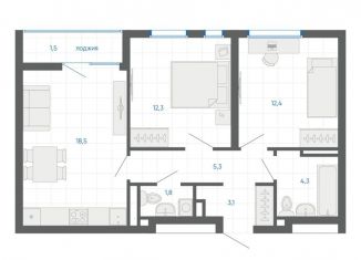 Продаю двухкомнатную квартиру, 59.2 м2, Екатеринбург, улица Академика Парина, 12/6