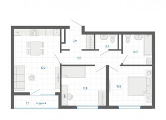 2-ком. квартира на продажу, 63 м2, Екатеринбург, улица Академика Парина, 12/6