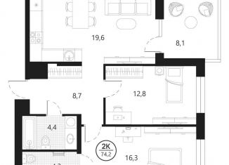 Продажа 2-ком. квартиры, 74.2 м2, Тюменская область, улица Разведчика Кузнецова, 16