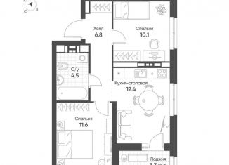 Продаю 2-ком. квартиру, 47.1 м2, Екатеринбург, метро Ботаническая