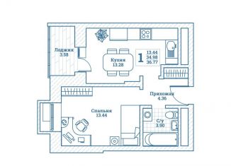 Продается 1-ком. квартира, 37 м2, Московская область, улица Генерала Ковачевича, 7