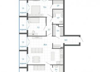 Продам 3-комнатную квартиру, 105.1 м2, Свердловская область, улица Академика Парина, 12/6