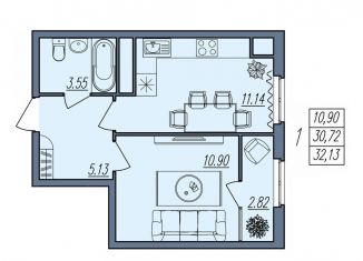 Продается однокомнатная квартира, 32.1 м2, Волгоград, Тракторозаводский район