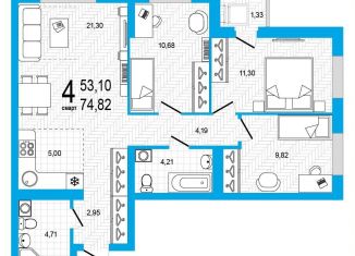 Продается 4-комнатная квартира, 74.8 м2, Уфа, Дёмский район