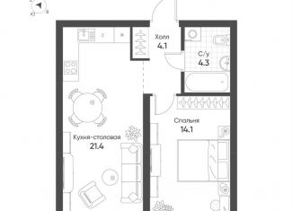 Продам 1-ком. квартиру, 43.9 м2, Екатеринбург