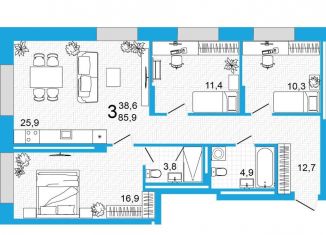 Продаю 3-комнатную квартиру, 85.8 м2, Республика Башкортостан, улица Аксакова, 14