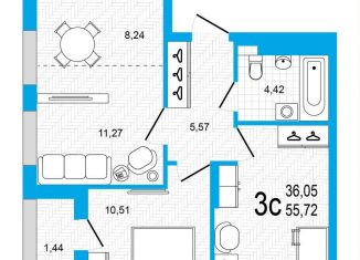 Продаю трехкомнатную квартиру, 55.8 м2, Республика Башкортостан