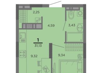 Продается однокомнатная квартира, 31.1 м2, Рязанская область, улица Бирюзова, 6Б