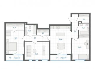 Продается 3-комнатная квартира, 99.5 м2, Екатеринбург, метро Чкаловская, улица Академика Парина, 12/6