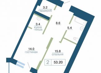 Продаю 2-комнатную квартиру, 53.2 м2, Красноярский край, улица Профсоюзов, 1