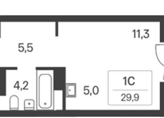 Продается квартира студия, 29.9 м2, Новосибирск